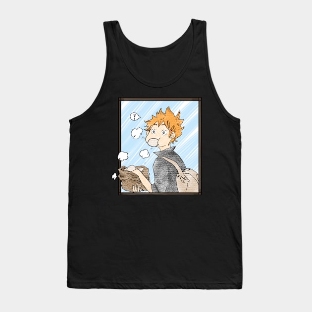 Hinata eating a meatbun light blue bkg. Tank Top by Sophprano